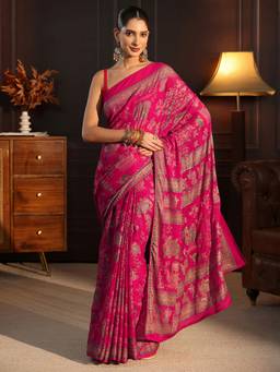 Libas - Pink Digital Printed Saree With Blouse Piece