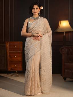 Libas - Beige Beads Embellished Border And Blouse Piece