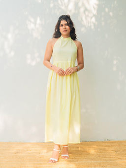 LABEL MAE - Yellow Mae Summer Halter Neck Maxi Dress
