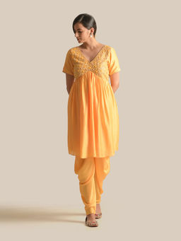 Cupid Cotton - Naira Yellow Kurta With Tulip Pant (Set of 2)