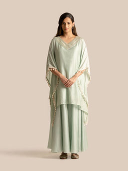 Cupid Cotton - Bushra Green Kaftan with Palazzo (Set of 2)