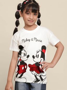 Kidsville - Kids Girls Mickey And Friends Off White Printed T-Shirt