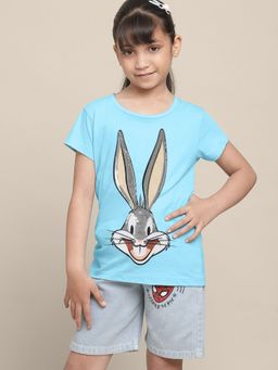 Kidsville - Kids Girls Looney Tunes Blue Printed T-Shirt