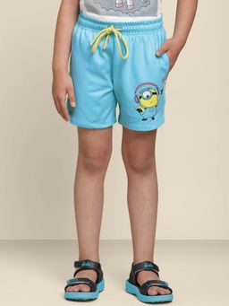 Kidsville - Kids Girls Minions Blue Printed Shorts