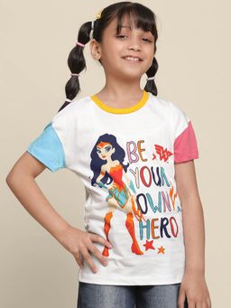 Kidsville - Kids Girls Wonder Woman Multi Printed T-Shirt