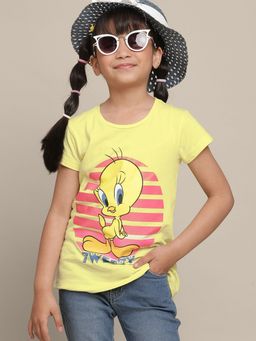 Kidsville - Kids Girls Looney Tunes Tweety Yellow Printed T-Shirt