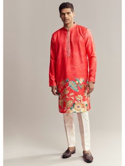KALKI FASHION - Red Silk Kurta and Pant for Men
