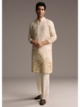 KALKI FASHION - Beige Modal Printed Kurta and Pant for Men