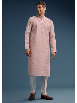 KALKI FASHION - Pink Jacquard Kurta and Pant for Men
