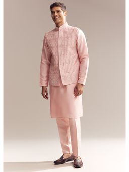 KALKI FASHION - Pink Silk Kurta Jacket and Pant for Men