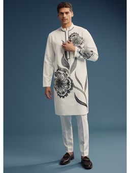 KALKI FASHION - White Suiting Fabric Kurta and Pant for Men