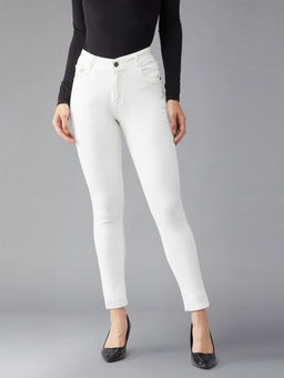 DOLCE CRUDO - Womens White Skinny High Rise Clean Look Stretchable Jeans