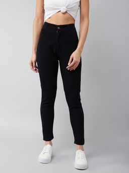 DOLCE CRUDO - Womens Black Skinny Fit High Rise Regular Length Stretchable Jeans