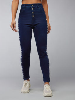 DOLCE CRUDO - Womens Navy Blue Skinny High Rise Clean Look Jeans