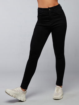 DOLCE CRUDO - Womens Black Slim Fit High Rise Clean Look Stretchable Jeans