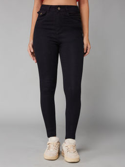 DOLCE CRUDO - Womens Black Skinny High Rise Clean Look Jeans