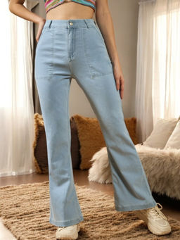 DOLCE CRUDO - Womens Light Blue Bootcut High Rise Clean Look Jeans