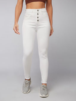 DOLCE CRUDO - Womens White Skinny Fit High Rise Stretchable Jeans