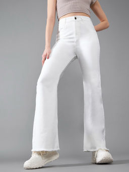 DOLCE CRUDO - Womens White Bootcut High Rise Clean Look Jeans