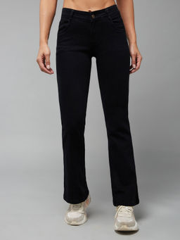 DOLCE CRUDO - Womens Black Od Bootcut Mid Rise Clean Look Regular Jeans