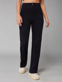 DOLCE CRUDO - Womens Black Straight High Rise Clean Look Jeans