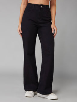 DOLCE CRUDO - Womens Black Bootcut High Rise Clean Look Regular Jeans