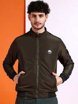 The Indian Garage Co - Olive Solid Regular Fit Jacket