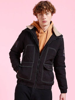 The Indian Garage Co - Black Solid Regular Fit Jacket