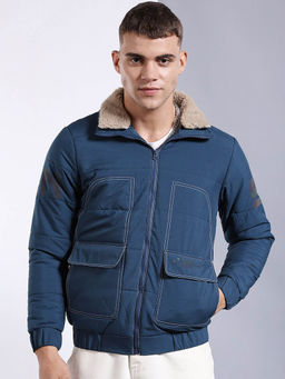 The Indian Garage Co - Blue Solid Regular Fit Jacket