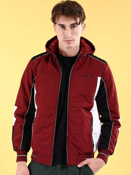 The Indian Garage Co - Maroon Colorblock Regular Fit Jacket