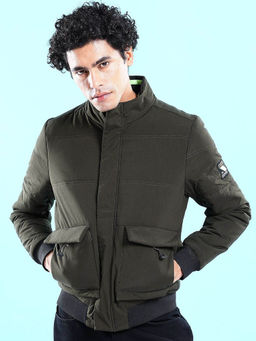 The Indian Garage Co - Olive Solid Regular Fit Jacket