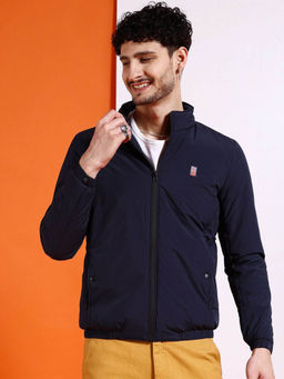 The Indian Garage Co - Navy Blue Solid Regular Fit Jacket