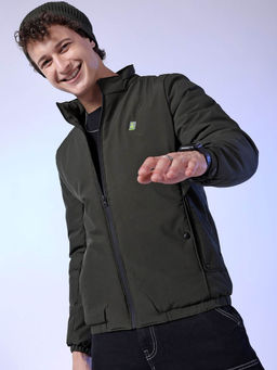 The Indian Garage Co - Olive Solid Regular Fit Jacket