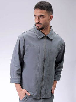 The Indian Garage Co - Grey Solid Relaxed Fit Jacket