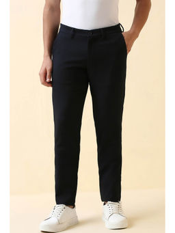 Allen Solly - Navy Blue Solid Slim Fit Trouser
