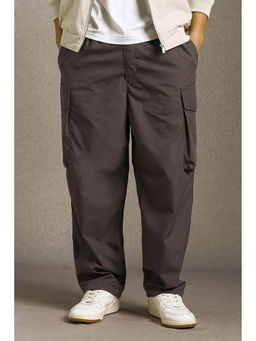 Louis Philippe - Brown Solid Loose Fit Trouser