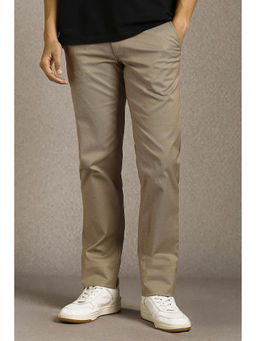 Louis Philippe - Beige Solid Regular Fit Trouser
