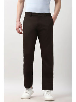 Peter England - Brown Solid Slim Fit Trouser