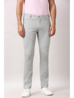 Peter England - Grey Solid Slim Fit Trouser