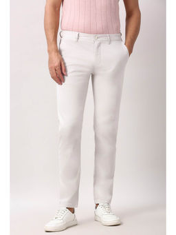 Peter England - White Solid Slim Fit Trouser