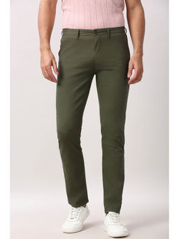 Peter England - Olive Solid Slim Fit Trouser