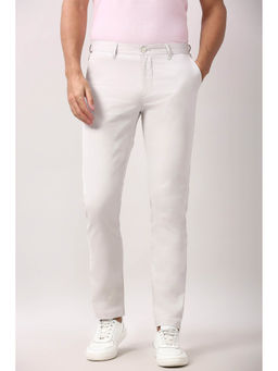 Peter England - White Solid Slim Fit Trouser