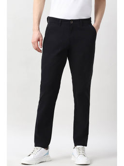 Peter England - Black Solid Tapered Fit Trouser