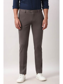 Peter England - Brown Solid Slim Fit Trouser