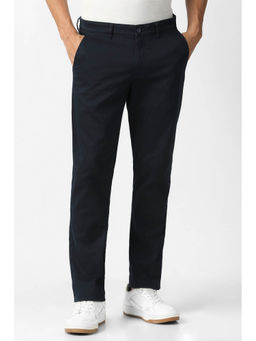 Van Heusen - Navy Blue Solid Slim Fit Trouser