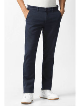 Van Heusen - Navy Blue Solid Slim Fit Trouser