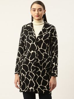 APSLEY - Black Animal Print Overcoat