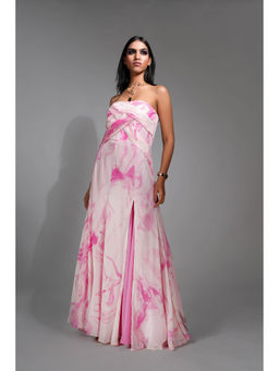 Shruti S - Marble Print Maxi Dress In Pink