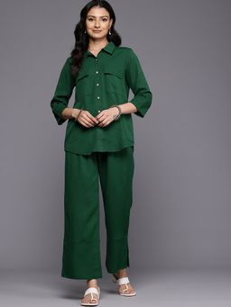 Varanga - Women Green Crepe Co-Ord (Set of 2)