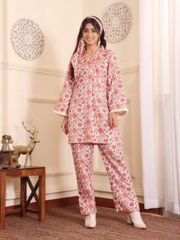 Varanga - Off White Floral Printed Winter Co-ord Set